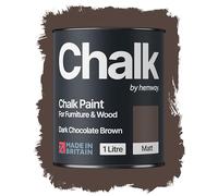 Hemway Chalk Paint Dark Chocolate Brown 1L, Matt Finish Shabby Chic