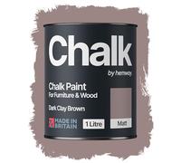 Hemway Chalk Paint Dark Clay Brown 1L, Matt Finish Shabby Chic