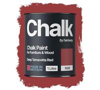 Hemway Chalk Paint Deep Terracotta Red 1L, Matt Finish Shabby Chic