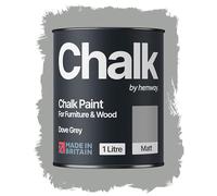 Hemway Chalk Paint Dove Grey 1L, Matt Finish Shabby Chic | Furniture Paint, Chalk Furniture & Walls, Quick Dry & 1 Coat