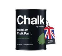 Hemway Chalk Paint Flat Matt Caterpillar Green 1L Shabby Chic, Smooth Chalky Finish, Interior Furniture, Walls, Wood, Quick Dry