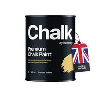 Hemway Chalk Paint Flat Matt Custard Yellow 1L Shabby Chic, Smooth Chalky Finish, Interior Furniture, Walls, Wood, Quick Dry