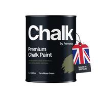 Hemway Chalk Paint Flat Matt Dark Moss Green 1L Shabby Chic, Smooth Chalky Finish, Interior Furniture, Walls, Wood, Quick Dry