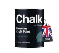Hemway Chalk Paint Flat Matt Dark Teal Blue 1L Shabby Chic, Smooth Chalky Finish, Interior Furniture, Walls, Wood, Quick Dry