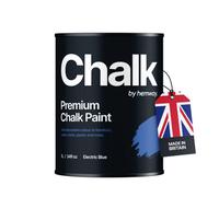 Hemway Chalk Paint Flat Matt Electric Blue 1L Shabby Chic, Smooth Chalky Finish, Interior Furniture, Walls, Wood, Quick Dry