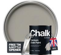 Hemway Chalk Paint Flat Matt French Grey 1L Shabby Chic, Smooth Chalky Finish, Interior Furniture, Walls, Wood, Quick Dry