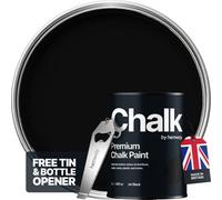 Hemway Chalk Paint Flat Matt Jet Black 1L Shabby Chic, Smooth Chalky Finish, Interior Furniture, Walls, Wood, Quick Dry