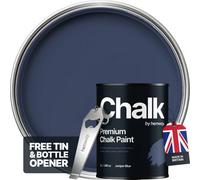 Hemway Chalk Paint Flat Matt Juniper Blue 1L Shabby Chic, Smooth Chalky Finish, Interior Furniture, Walls, Wood, Quick Dry