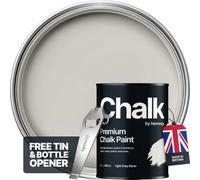 Hemway Chalk Paint Flat Matt Light Grey Stone 1L Shabby Chic, Smooth Chalky Finish, Interior Furniture, Walls, Wood, Quick Dry