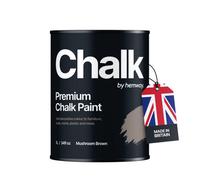 Hemway Chalk Paint Flat Matt Mushroom Brown 1L Shabby Chic, Smooth Chalky Finish, Interior Furniture, Walls, Wood, Quick Dry