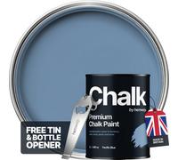 Hemway Chalk Paint Flat Matt Pacific Blue 1L Shabby Chic, Smooth Chalky Finish, Interior Furniture, Walls, Wood, Quick Dry