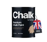 Hemway Chalk Paint Flat Matt Warm Beige 1L Shabby Chic, Smooth Chalky Finish, Interior Furniture, Walls, Wood, Quick Dry