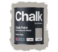 Hemway Chalk Paint French Grey 1L, Matt Finish Shabby Chic