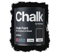 Hemway Chalk Paint Jet Black 1L, Matt Finish Shabby Chic