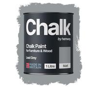 Hemway Chalk Paint Lead Grey 1L, Matt Finish Shabby Chic