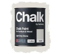 Hemway Chalk Paint Light Grey Stone 1L, Matt Finish Shabby Chic