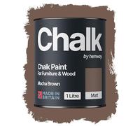 Hemway Chalk Paint Mocha Brown 1L, Matt Finish Shabby Chic
