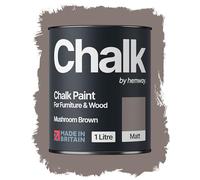 Hemway Chalk Paint Mushroom Brown 1L, Matt Finish Shabby Chic