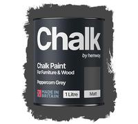 Hemway Chalk Paint Peppercorn Grey 1L, Matt Finish Shabby Chic