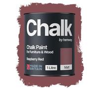 Hemway Chalk Paint Raspberry Red 1L, Matt Finish Shabby Chic