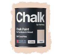 Hemway Chalk Paint Soft Coral Pink 1L, Matt Finish Shabby Chic