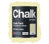 Hemway Chalk Paint Soft Pollen Yellow 1L, Matt Finish Shabby Chic