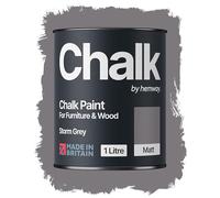 Hemway Chalk Paint Storm Grey 1L, Matt Finish Shabby Chic