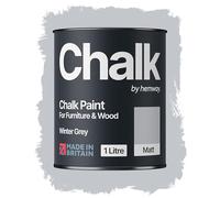 Hemway Chalk Paint Winter Grey 1L, Matt Finish Shabby Chic