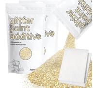 Hemway Champagne Gold Glitter Paint Additive 200g with 2X Buffing Pads for Adding Sparkle to Paints & Varnish | Paint Walls Sparkly Add to Emulsion, Acrylic or Lacquer Indoor