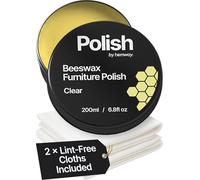 Hemway Clear Beeswax Furniture Polish 200ml & 2 Lint-Free Cloths