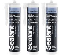 Hemway Construction Crystal Clear Sealant & Adhesive 300ml - 3 Pack | All-In-One Hybrid Polymer, Superior to Silicone Sealant, Waterproof, Odourless, Anti-Mould, Paintable, for Indoor & Outdoor