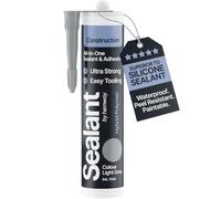 Hemway Construction Light Grey Sealant & Adhesive 300ml - 1 Pack | All-In-One Hybrid Polymer, Superior to Silicone Sealant, Waterproof, Odourless, Anti-Mould, Paintable, for Indoor & Outdoor