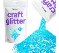 Hemway Craft Glitter - Baby Blue Iridescent | 100g Extra Chunky Metallic Sequin Flakes for Resin & Epoxy Crafts | Supplies for Tumblers, Cards, Jewellery, Candle, Hair, Face, Body & Nail Art
