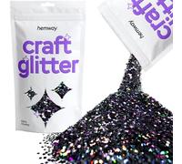 Hemway Craft Glitter Black Holographic 100g Extra Chunky Glitter for Crafts, Resin, Cosmetic, Nail, Face, Body, Festival, Tumblers, Art, Candle, Crafting