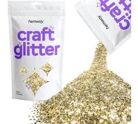 Hemway Craft Glitter - Champagne Gold | 100g Extra Chunky Metallic Sequin Flakes for Resin & Epoxy Crafts | Supplies for Tumblers, Cards, Jewellery, Candle, Hair, Face, Body & Nail Art