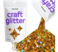 Hemway Craft Glitter - Copper Holographic | 100g Multi Size Metallic Sequin Flakes for Halloween Resin & Epoxy Crafts | Supplies for Autumn Décor, Bunting, Nails, Candle, Face & Mask Decorating