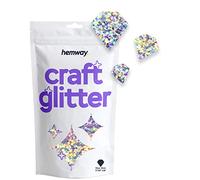 Hemway Craft Glitter - Diamond Shaped 50g Silver Holographic | Metallic Sequin for Resin & Epoxy Crafts | Supplies for Tumblers, Cards, Jewellery, Candle, Hair, Face, Body & Nail Art