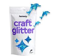 Hemway Craft Glitter - Dolphin Shaped 50g Ocean Blue Holographic | Metallic Sequin for Resin & Epoxy Crafts | Supplies for Tumblers, Cards, Jewellery, Candle, Hair, Face, Body & Nail Art