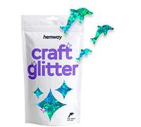 Hemway Craft Glitter - Dolphin Shaped Turquoise Blue Holographic 50g | Metallic Sequin for Resin & Epoxy Crafts | Supplies for Tumblers, Cards, Jewellery, Candle, Hair, Face, Body & Nail Art