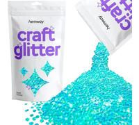 Hemway Craft Glitter Fluorescent UV Neon Blue 100g Super Chunky Glitter for Crafts, Resin, Cosmetic, Nail, Face, Body, Festival, Tumblers, Art, Candle, Crafting