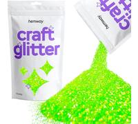 Hemway Craft Glitter - Fluorescent UV Neon Green | 100g Chunky Metallic Sequin Flakes for Resin & Epoxy Crafts | Supplies for Tumblers, Cards, Jewellery, Candle, Hair, Face, Body & Nail Art