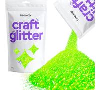 Hemway Craft Glitter Fluorescent UV Neon Green 100g Fine Glitter for Crafts, Resin, Cosmetic, Nail, Face, Body, Festival, Tumblers, Art, Candle, Crafting