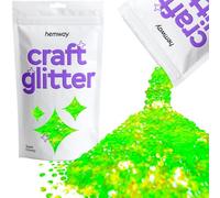 Hemway Craft Glitter Fluorescent UV Neon Green 100g Super Chunky Glitter for Crafts, Resin, Cosmetic, Nail, Face, Body, Festival, Tumblers, Art, Candle, Crafting