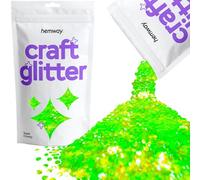 Hemway Craft Glitter - Fluorescent UV Neon Green | 100g Super Chunky Metallic Sequin Flakes for Resin & Epoxy Crafts | Supplies for Tumblers, Cards, Jewellery, Candle, Hair, Face, Body & Nail Art