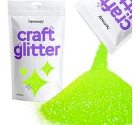 Hemway Craft Glitter - Fluorescent UV Neon Green | 100g Ultrafine Metallic Sequin Flakes for Resin & Epoxy Crafts | Supplies for Tumblers, Cards, Jewellery, Candle, Hair, Face, Body & Nail Art