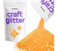 Hemway Craft Glitter - Fluorescent UV Neon Orange | 100g Chunky Metallic Sequin Flakes for Resin & Epoxy Crafts | Supplies for Tumblers, Cards, Jewellery, Candle, Hair, Face, Body & Nail Art