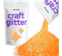 Hemway Craft Glitter - Fluorescent UV Neon Orange | 100g Extra Chunky Metallic Sequin Flakes for Resin & Epoxy Crafts | Supplies for Tumblers, Cards, Jewellery, Candle, Hair, Face, Body & Nail Art