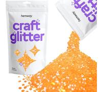 Hemway Craft Glitter - Fluorescent UV Neon Orange | 100g Super Chunky Metallic Sequin Flakes for Resin & Epoxy Crafts | Supplies for Tumblers, Cards, Jewellery, Candle, Hair, Face, Body & Nail Art