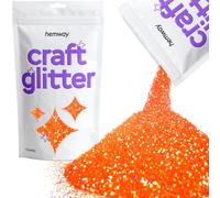 Hemway Craft Glitter Fluorescent UV Neon Peach Orange 100g Chunky Glitter for Crafts, Resin, Cosmetic, Nail, Face, Body, Festival, Tumblers, Art, Candle, Crafting