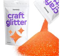 Hemway Craft Glitter Fluorescent UV Neon Peach Orange 100g Microfine Glitter for Crafts, Resin, Cosmetic, Nail, Face, Body, Festival, Tumblers, Art, Candle, Crafting